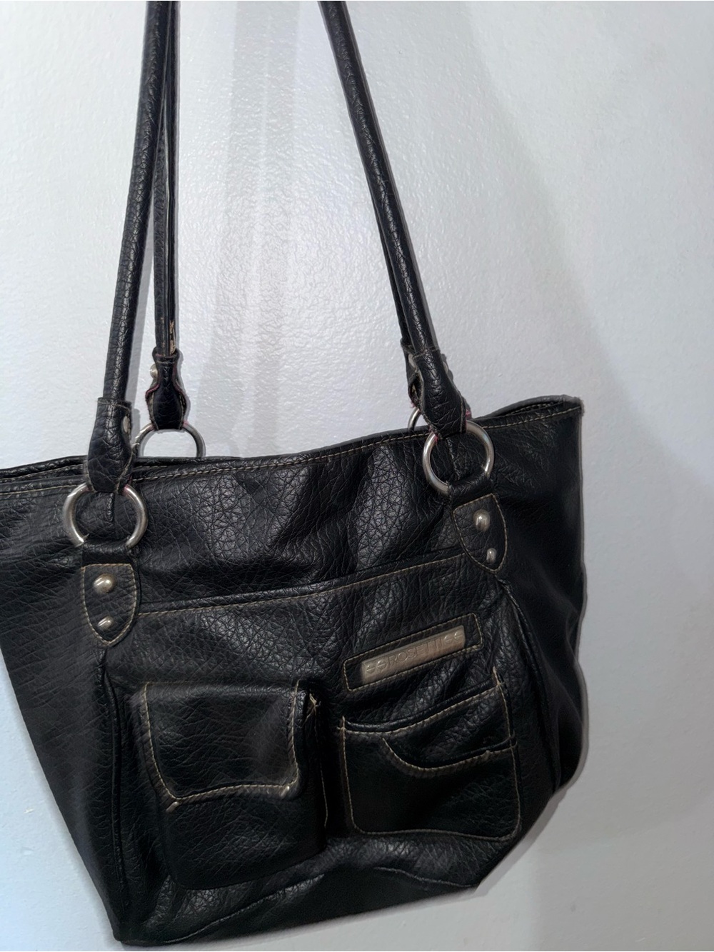 Black Womenβs Leather Tote Bag by Rosetti